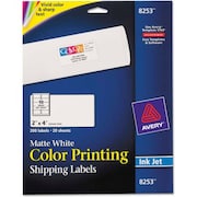 AVERY Avery® Inkjet Labels for Color Printing, 2 x 4, Matte White, 200/Pack 8253